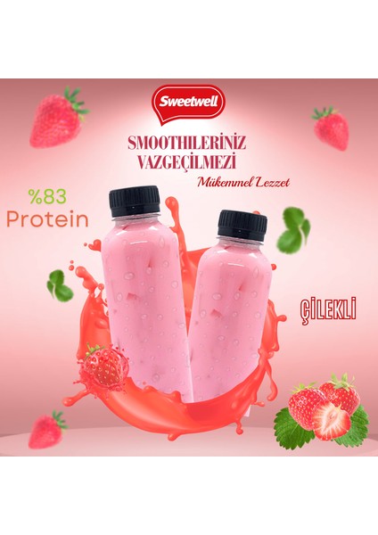 Çilek Aromalı Vegan Bezelye Proteini Tozu 400 gr x 2 Adet