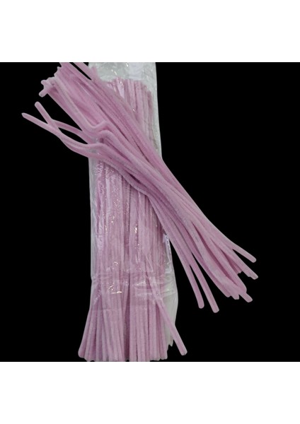 50 Adet Pembe Şönil, Tüylü Tel 30 cm