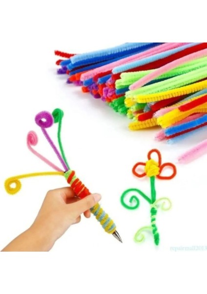 50 Adet Pembe Şönil, Tüylü Tel 30 cm modelleri