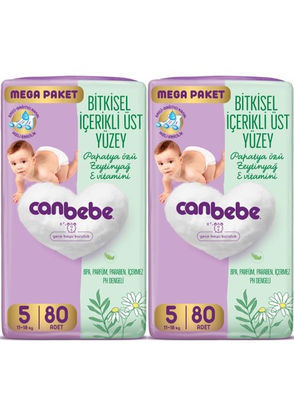 Bebek Bezi Beden:5 (11-18kg) Junior 160 Adet Mega Ekonomik Fırsat Pk