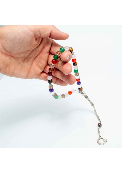 Çakra 7 Doğal Taşlı Erkek Tesbih – Ametist, Akik, Kaplan Gözü, Aventurin, Kuvars | Şifa ve Odak Enerjisi | Hediyelik Doğal Taş Tesbih modelleri