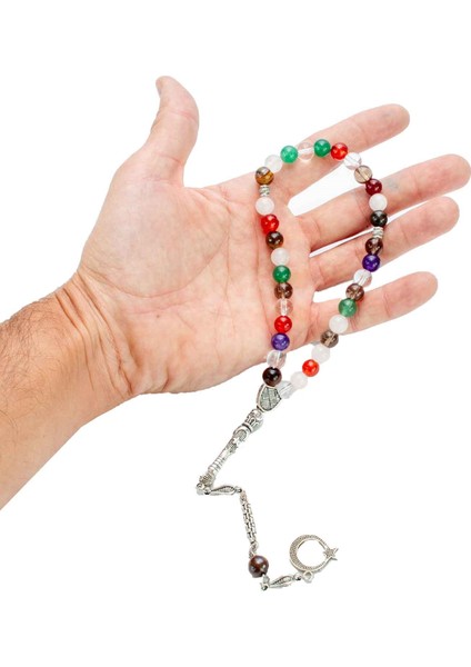 Çakra 7 Doğal Taşlı Erkek Tesbih – Ametist, Akik, Kaplan Gözü, Aventurin, Kuvars | Şifa ve Odak Enerjisi | Hediyelik Doğal Taş Tesbih indirimleri