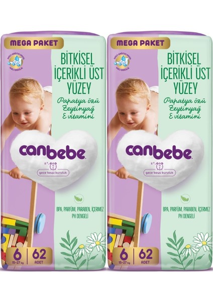 Bebek Bezi Beden:6 (15-27kg) Exstra Large 124 Adet Mega Ekonomik Fırsat Pk