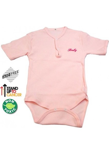 Yarım Kol Kaşkorse Badi (Body) - Pembe 0-6 Ay