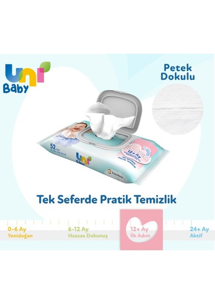 Islak Havlu Mendil İlk Adım 52 Yaprak (15 Li Set) 780YAPRAK (5pk*3)