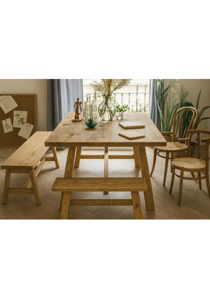 Ahşap Doğal Kütük Yemek / Toplantı / Çalışma Masası
