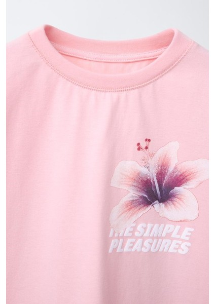 Me Simple Pleasures Baskılı Kız Çocuk %100 Pamuk Tişört