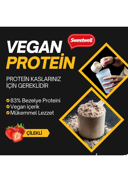 Çilek Aromalı Vegan Bezelye Proteini 400 gr x 3 Adet - %83 Protein Içerir Pae Protein Powder Strawberry modelleri