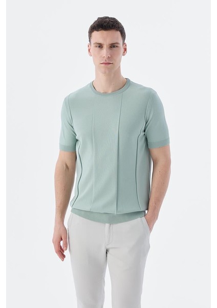 Mint Slim Fit Bisiklet Yaka Triko T-Shirt