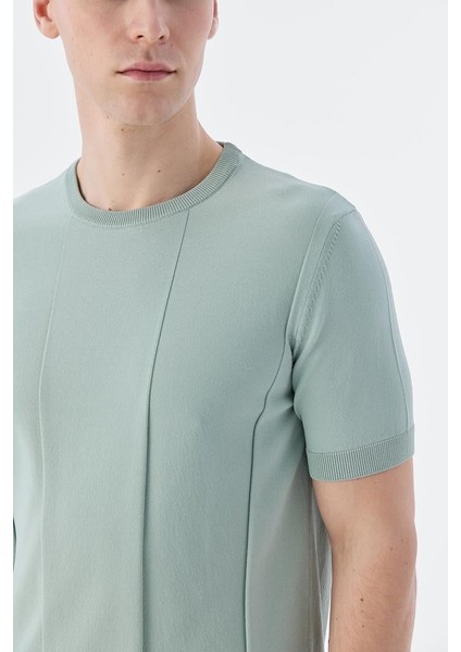 Mint Slim Fit Bisiklet Yaka Triko T-Shirt