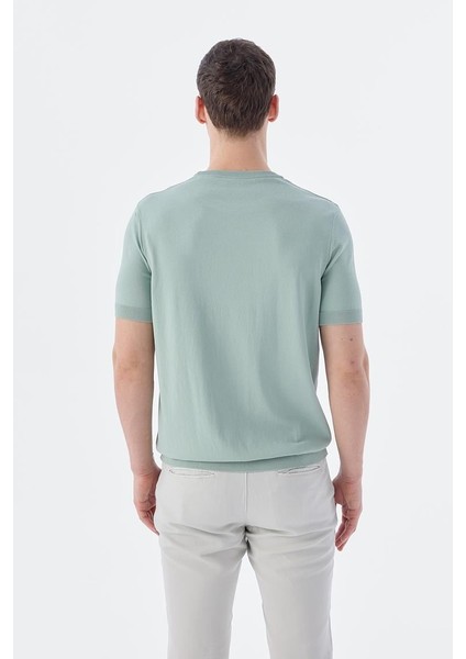 Mint Slim Fit Bisiklet Yaka Triko T-Shirt