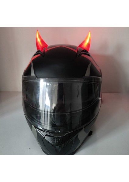 Motosiklet Işıklı Kask Boynuzu,ışıklı Şeytan Boynuzu Pil Dahil
