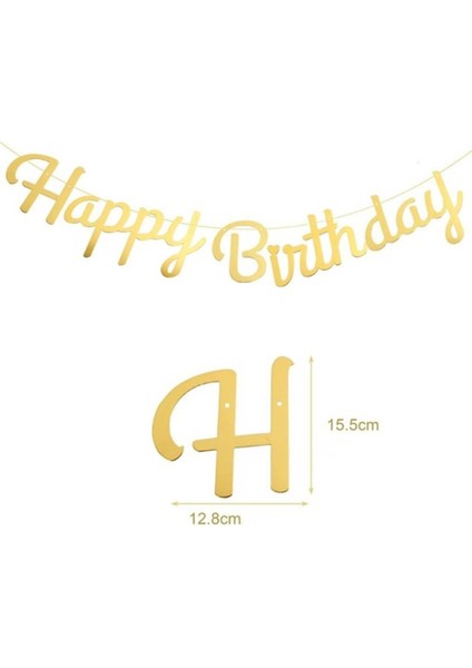 Happy Birthday Banner - Gold fırsatları