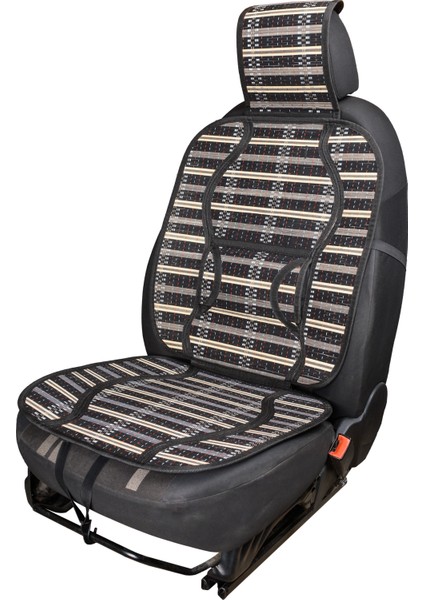 Oto Hasır Bambu Minder Ön Siyah Ikili Takım Bel Destekli Terletmez WF-1819-BK