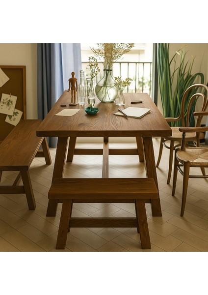 Ahşap Doğal Kütük Yemek / Toplantı / Çalışma Masası