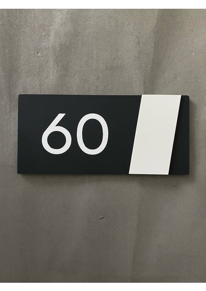 Siyah Mat Side Serisi Beyaz Detaylı Pleksi Kapı Numarası