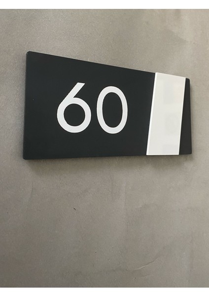 Siyah Mat Side Serisi Beyaz Detaylı Pleksi Kapı Numarası modelleri