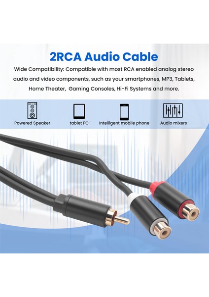 Rca Erkek Kablo 2rca Dişi Ses Kablosu 2 Rca Erkek Ayırıcı Aux Kablosu Tv Pc DVD Hoparlör Ses Amplifikatörleri Subwoofer (Yurt Dışından)