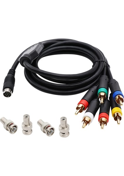 1.8m Rgb/rgbs Kablo Mını Dın-9pin Konnektör Video Konsolu Sega Mega Drive 2 Md2 Oyun Konsolu Için Bnc Adaptörlü (Yurt Dışından)
