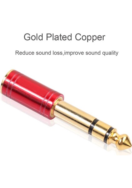 6.5mm 6.35MM 1/4 Inç Erkek - 3.5mm 1/8 Inç Dişi Jack Stereo Kulaklık Aux Kablosu Ses Adaptör Fişi Gitar Fişi Amplifikatör Jakı Mix Kulaklık Hoparlör Ahize Mıc (Kırmızı) (Yurt Dışından) fiyatları