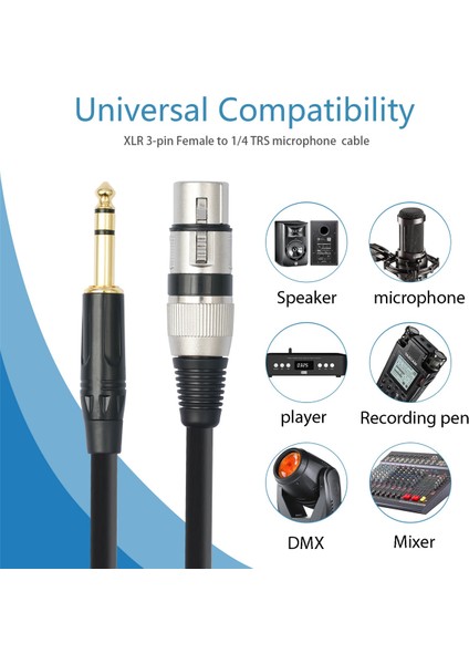 Trs 1/4 Inç - Xlr 3pin Kablo Dengeli Xlr - Jak 6.35MM Trs Sinyal Bağlantı Kablosu Mikrofon Ses Kablosu 5m (Yurt Dışından)