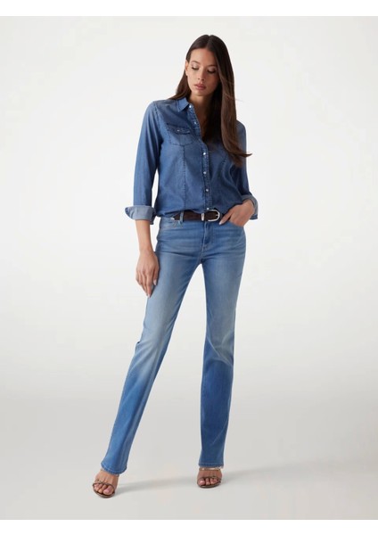 Kadın Mavi Sexy Straight Jean Pantolon