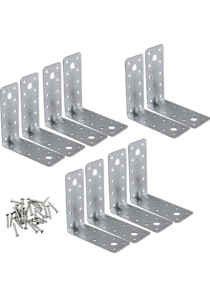 10 Adet Mobilya Dolap Duvar Sabitleme Metal Köşebent 100X100X40 mm Bağlantı Aparatı L Demiri Gönye