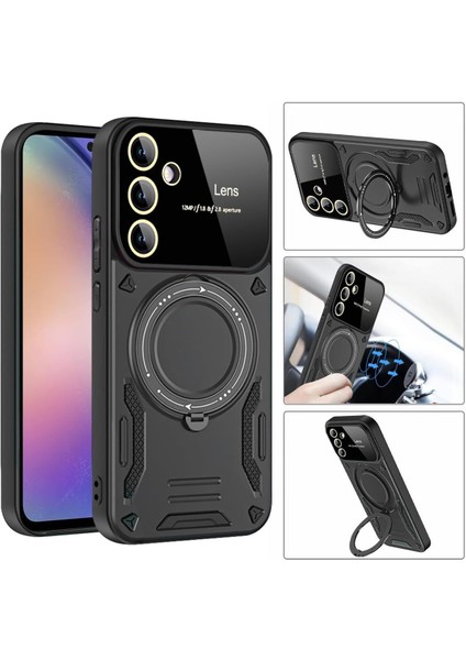 Samsung Galaxy A05S 5g ile Uyumlu Kılıf Joy Joy Stand Olabilen Lens Korumalı 360° Derece Dönen Halak Yüzük Aparatlı Kapak Koyu Yeşil fiyatları