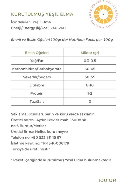Kuru Yeşil Elma