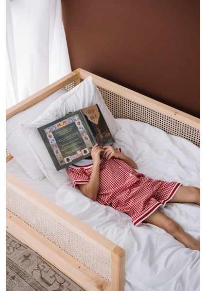 Check Kırmızı Ekoseli ve Beyaz Paça Detaylı Erkek Çocuk Pijama Altı