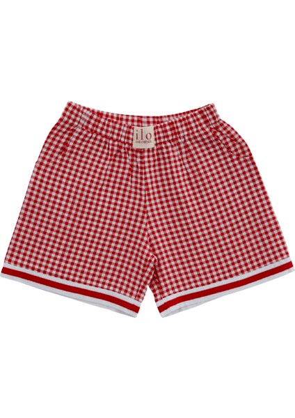Check Kırmızı Ekoseli ve Beyaz Paça Detaylı Erkek Çocuk Pijama Altı