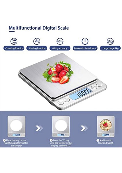 Küçük Mutfak Terazisi 3KG/0.01G, Mini Yüksek Hassasiyetli Pişirme Terazisi (Yurt Dışından)