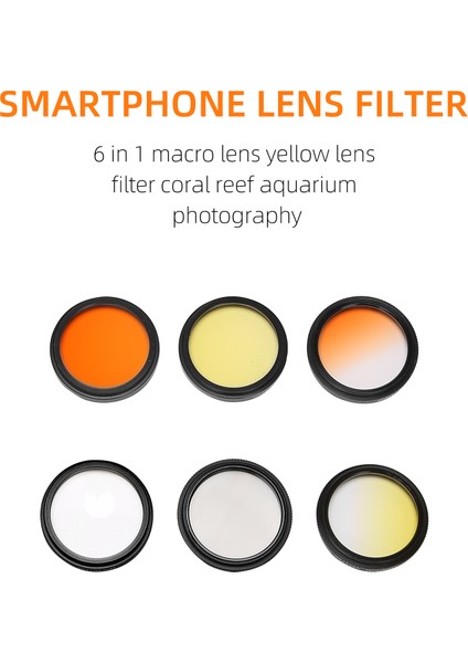 Aquarium Lens Balık Tankı Telefon Kamera Lens Filtre 6'sı 1 Arada Makro Lens (Yurt Dışından)