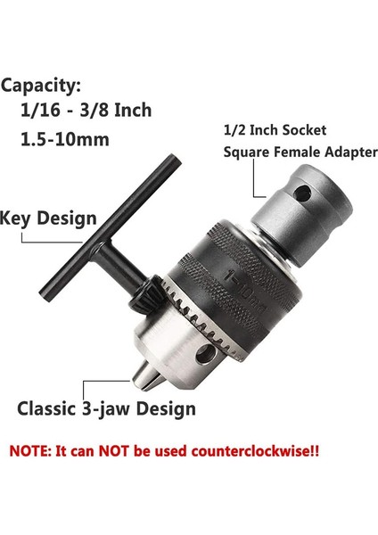 1,5-10 mm 1/16 Inç - 3/8 Inç Kapasiteli Anahtar Matkap Ucu Dönüştürücü (Yurt Dışından)
