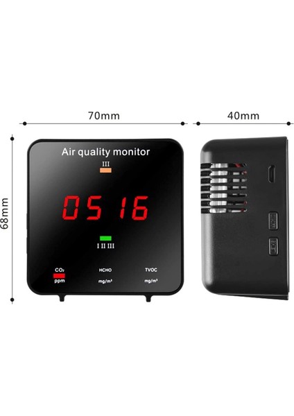 Hava Izleme, Iç Mekan Hava Kalitesi Sensörü Formaldehit Test Cihazı Karbon Dioksit Tvoc Karbon Için Taşınabilir Dedektör (Yurt Dışından)