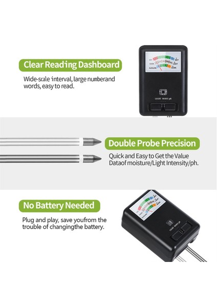 3'ü 1 Arada Toprak Ölçer Nem Işık ve Ph Test Cihazı Siyah (Yurt Dışından) indirimleri