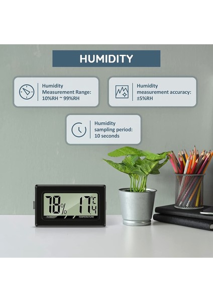 Termometre Higrometre Mini LCD Dijital Kapalı Termo Higrometre Nem Ölçer Ofis Bebek Oturma Odası Akvaryum (Yurt Dışından)
