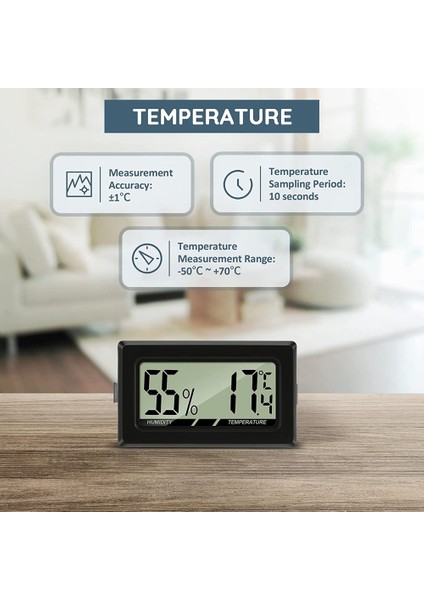 Termometre Higrometre Mini LCD Dijital Kapalı Termo Higrometre Nem Ölçer Ofis Bebek Oturma Odası Akvaryum (Yurt Dışından)