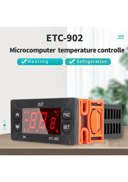 ETC-902 220V Ac Dijital Sıcaklık Kontrol Cihazı Termostat Termoregülatör Yüksek Hassasiyetli Sensörlü Kuluçka Makinesi (Yurt Dışından)