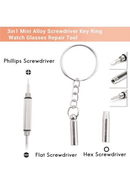3'ü 1 Arada Mini Alaşım Tornavida Anahtarlık Saat Gözlük Tamir Aleti (Yurt Dışından) modelleri