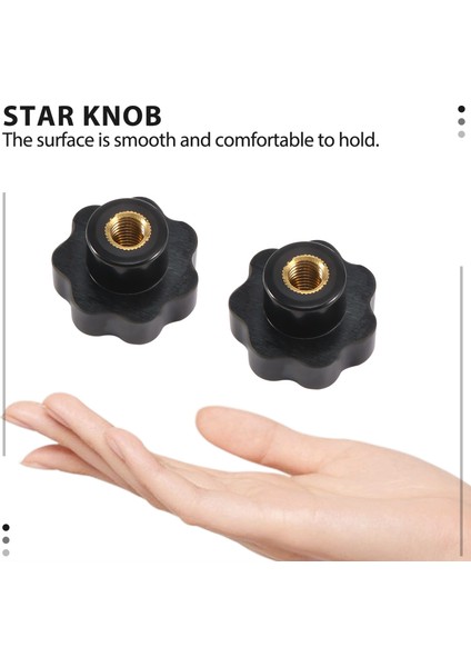 M10 10MM Çap Diş Siyah Plastik Yıldız Başlı Sıkma Düğmesi Tutacağı (Yurt Dışından)