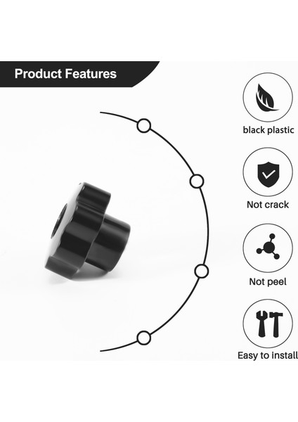 M10 10MM Çap Diş Siyah Plastik Yıldız Başlı Sıkma Düğmesi Tutacağı (Yurt Dışından)