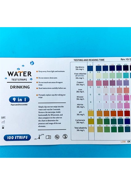 Su Test Kiti 100 Ev Su Test Şeridi Kuyu ve Musluk Test Kiti Ph, Klor, Kurşun Nitrit ve Daha Fazlasını Test Eder (Yurt Dışından)