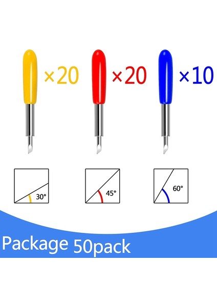 Kesme Makineleri Için 50 Adet Yedek Kesme Bıçağı 30° 45° 60° (Yurt Dışından)