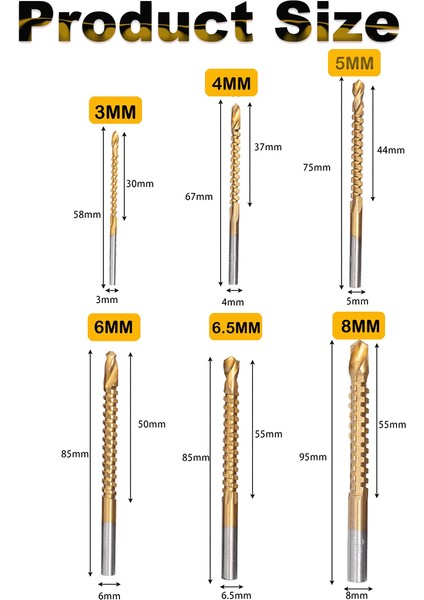 6 Paket Titanyum Kaplamalı Hss Büküm Uçları, 3-8mm Tırtıklı Yan Kesim Uçları (Yurt Dışından) modelleri