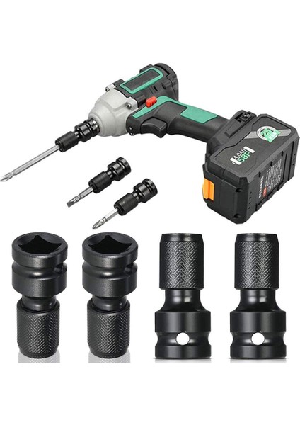4 Adet Darbe Adaptörü 1/2 Kare Sürücüden 1/4 Altıgen Şaft Soket Adaptörüne (Yurt Dışından)