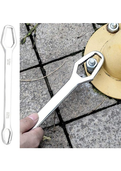 Çift Uçlu Anahtar Üniversal Anahtar 8-22MM Anahtar Seti (Gri) (Yurt Dışından)