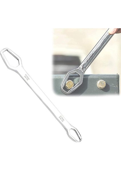 Çift Uçlu Anahtar Üniversal Anahtar 8-22MM Anahtar Seti (Gri) (Yurt Dışından)