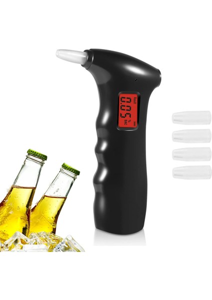 Breathalyzer, Taşınabilir Dijital Nefes Alkol Test Cihazı, 5 Ağızlık ile Kişisel Ev / Parti Kullanımı Için LCD Dijital Ekran (Yurt Dışından)