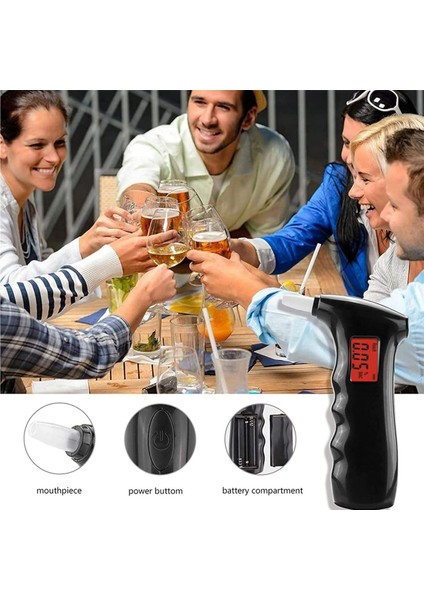 Breathalyzer, Taşınabilir Dijital Nefes Alkol Test Cihazı, 5 Ağızlık ile Kişisel Ev / Parti Kullanımı Için LCD Dijital Ekran (Yurt Dışından)